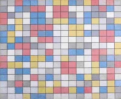 Composição em tabuleiro de damas com cores claras, Mondrian, 1919