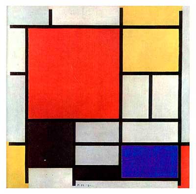 Composição com vermelho, amarelo e azul, Mondrian, 1921
